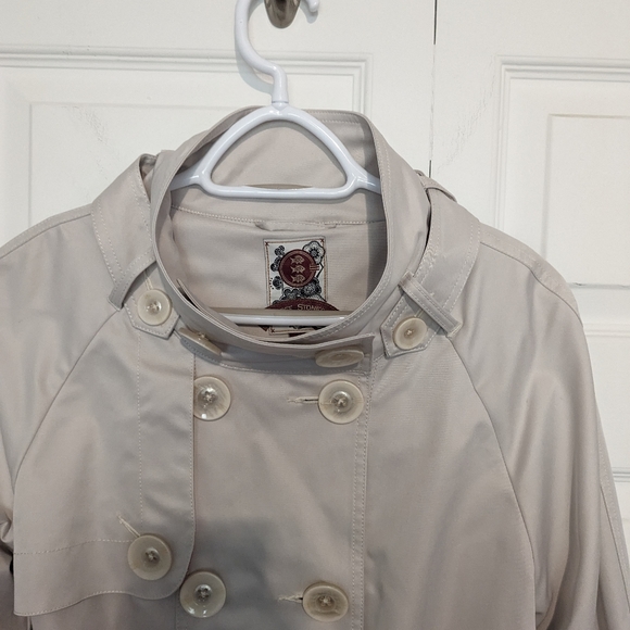 Three Stones Trench Coat with Vivid Lining - Large - Cream & Orange - Picture 3 of 11